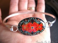 Red Poppies Bracelet Pysanky Eggshell Jewelry by So Jeo : pysanky pysanka ukrainian easter egg batik art eggshell jewelry pendants earrings drop dangle etched flowers gift women accessories accessory pendant necklace bail crystal finding sterling silver filled sojeo flowers celtic purple white red pink brown green purple orange cream burgundy magenta teal turqoise crows crow blue black so jeo art handmade